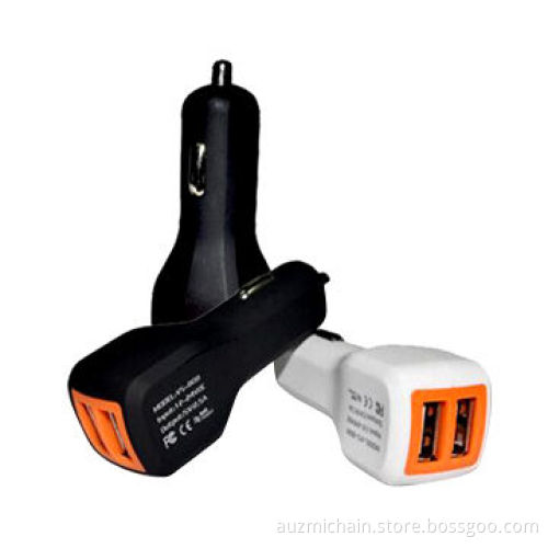 New Model Rubber Coating Dual USB Car Charger with 2.1A for iPhone and iPad